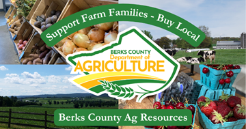 Berks County Ag Resources Graphic in front of farm pictures
