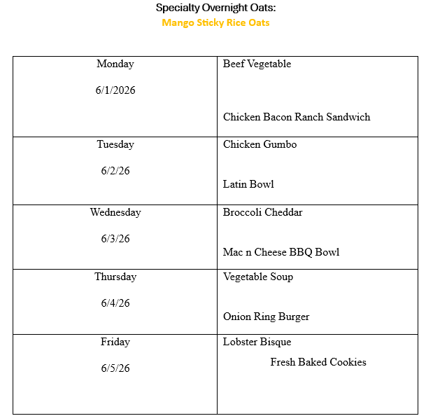 Earthrise Enterprises Snack Shop Menu