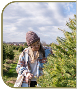 Picture of woman with Christmas tree